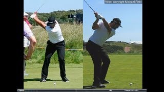 Jon Rahm golf swing  Long Iron faceon amp downtheline July 2017 [upl. by Anelak]