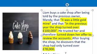 How to apply misrepresentation Liam cupcake scenario [upl. by Lefton]