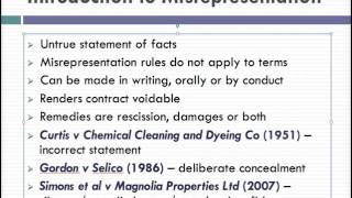 Misrepresentation Lecture 1 of 4 [upl. by Elyad467]